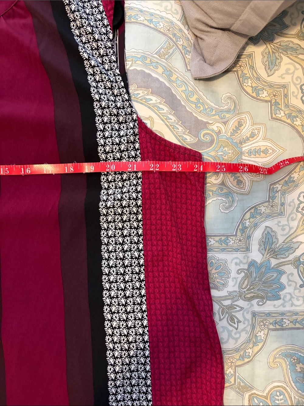 Alfani red, burgundy,Black Striped Blouse - Picture 6 of 7